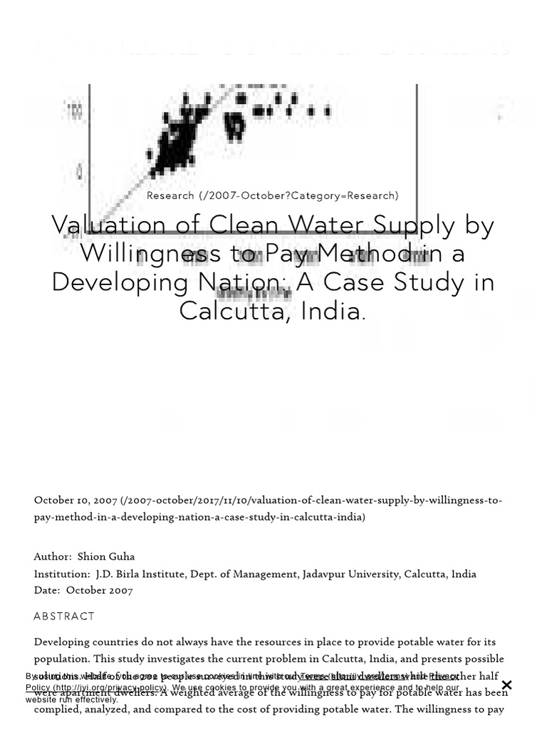 Valuation of Clean Water Supply by Willingness To Pay Method in A ...