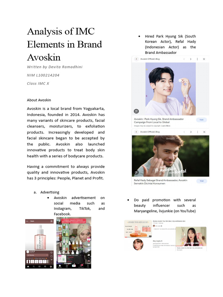 Analysis of IMC Elements in Brand Avoskin | PDF | Business Process ...