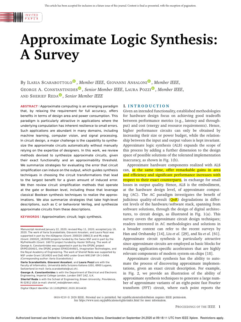 ALS Survey | PDF | Logic Synthesis | Monte Carlo Method