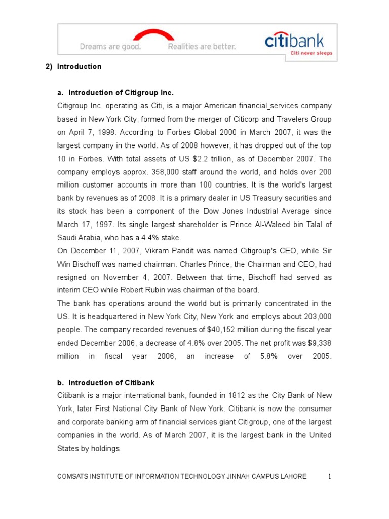 Report Citibank Citigroup