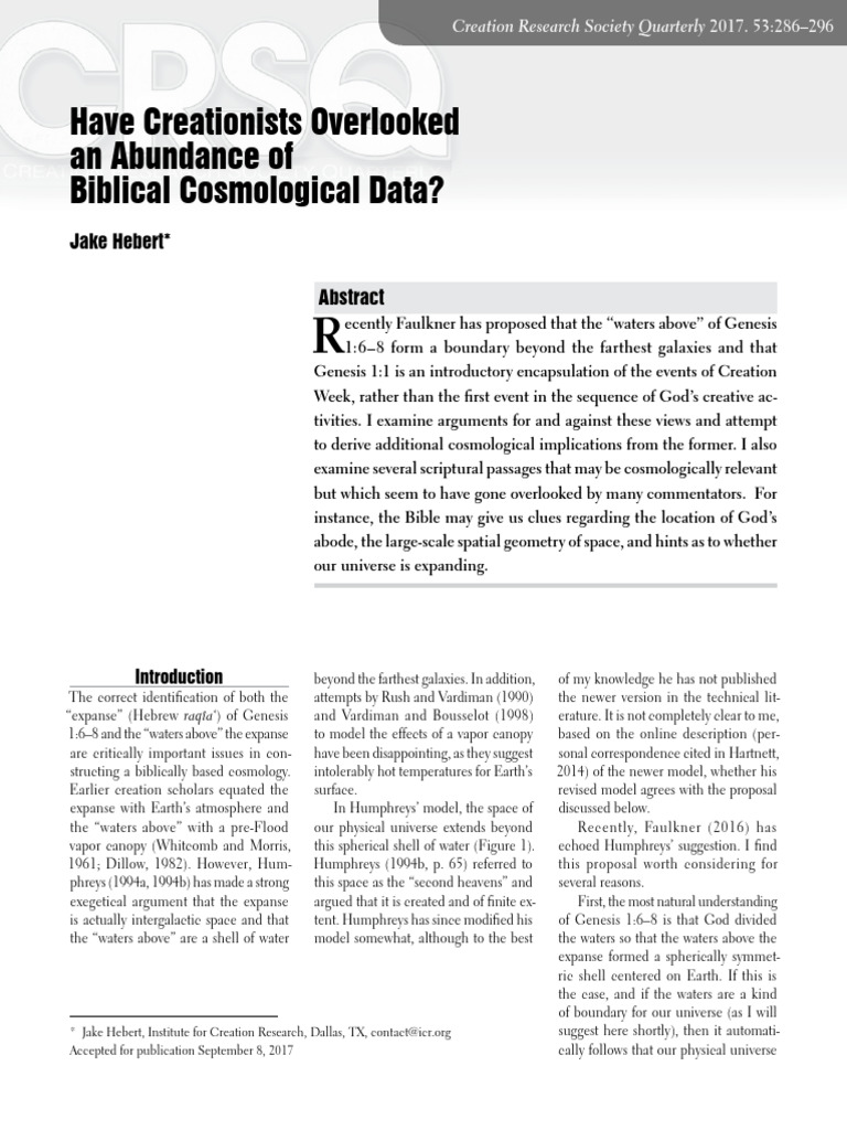 Cosmology Creationism Pdf Universe Genesis Creation Narrative
