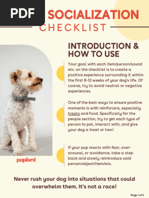 Puppy Socialization Checklist Printable PDF