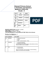 Mid Term I Portion Paper and Time Table