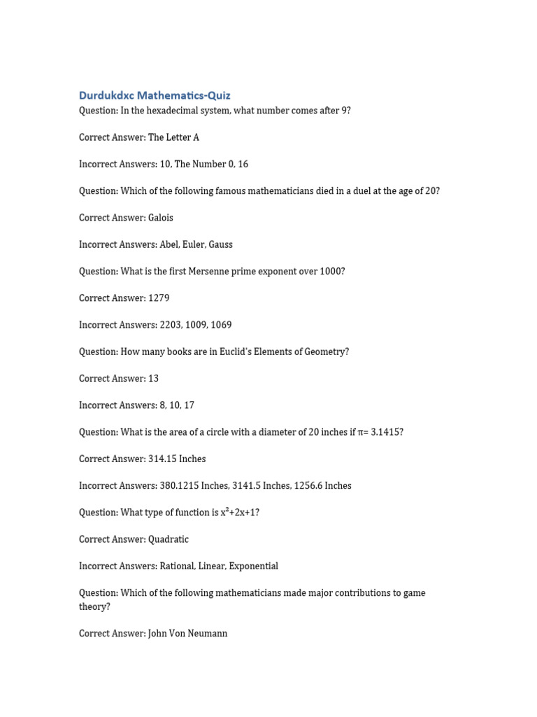 Durdukdxc mathematics quiz pdf numbers pi