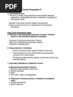 Lecture 4, Principles of Cavity Preparation (2) - Outline-Handout