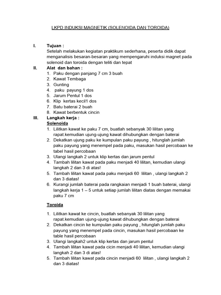 Praktikum Induksi Magnetik: Solenoida & Toroida | PDF | Sains ...