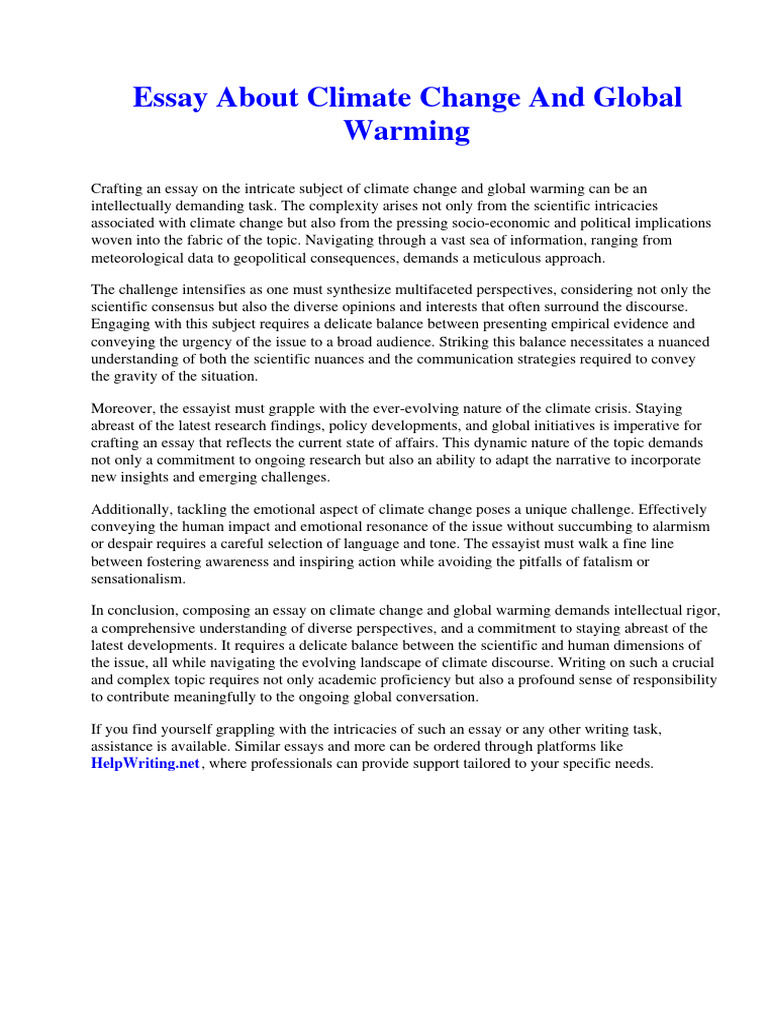 Essay About Climate Change Pdf