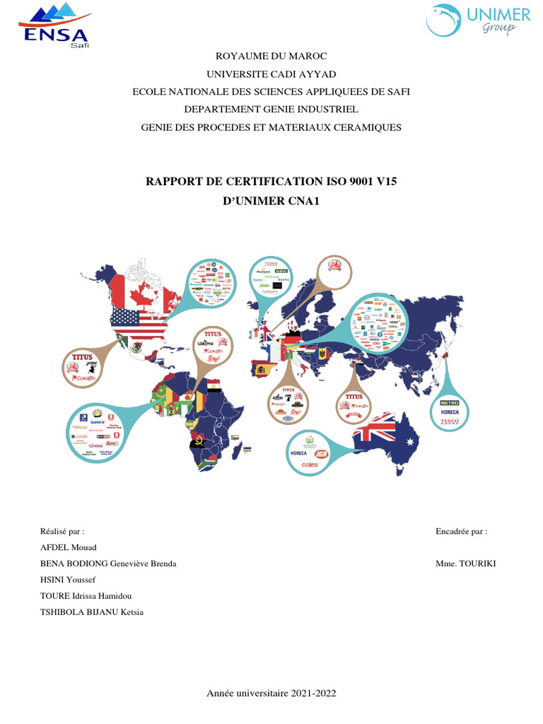 Rapport ISO 9001 pour UNIMER CNA1 | PDF | Système de management de la ...