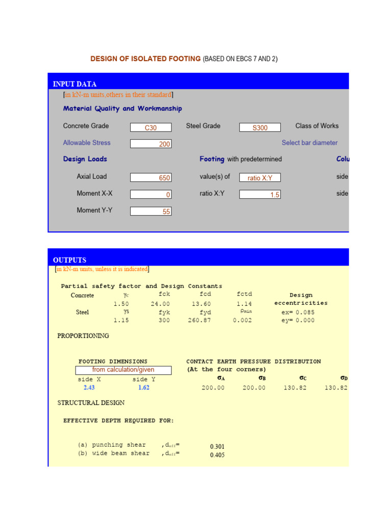 Isolated Footing Design and Analysis | PDF | Column | Beam (Structure)