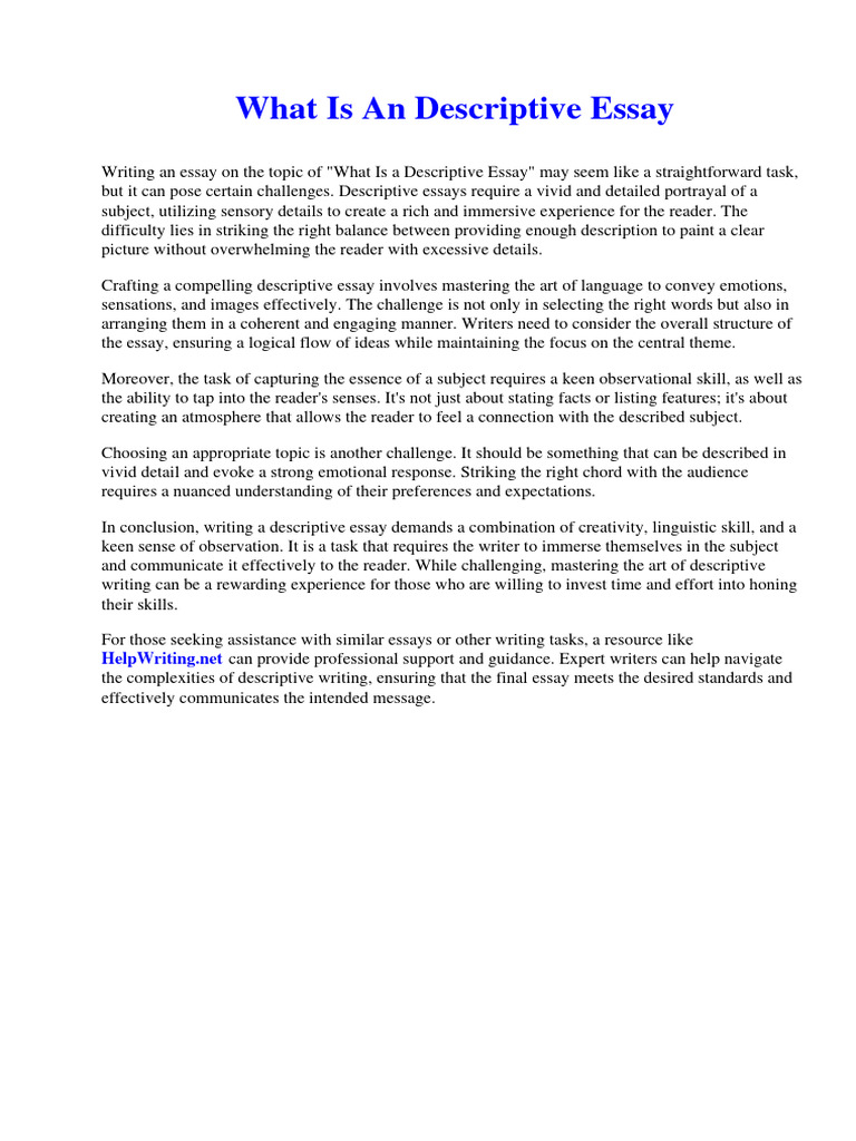 Understanding Descriptive Essays | PDF | Nationalism | Nation