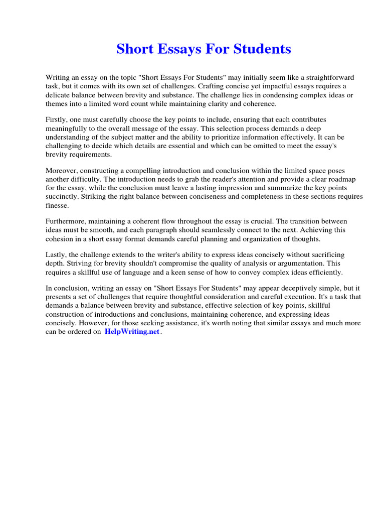 SHORT ESSAY EXAMPLES FOR STUDENTS visual data 5