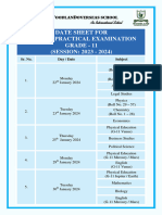 Grade-11 TDate Sheet For Yearly Practical Examination 2023-24