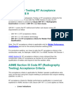 Radiography Testing RT Acceptance Criteria ASME 9