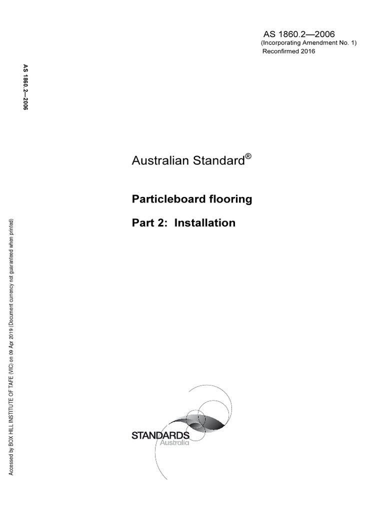 AS1860.22006 Particleboard Flooring Installation PDF Building Materials Building