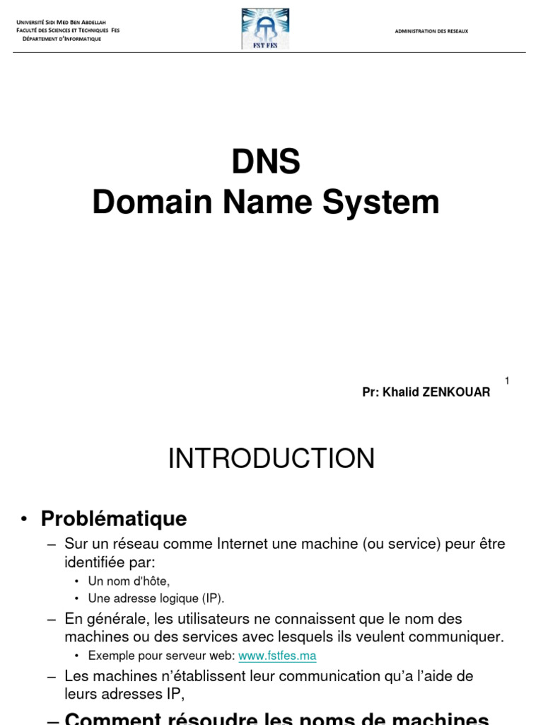 Introduction au Système DNS et Nommage | PDF | Système de noms de ...