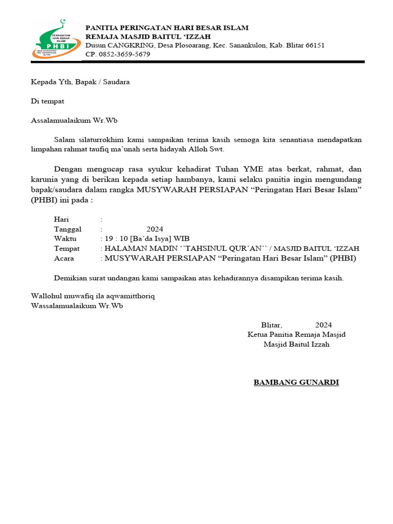 Undangan Remaja Masjid | PDF