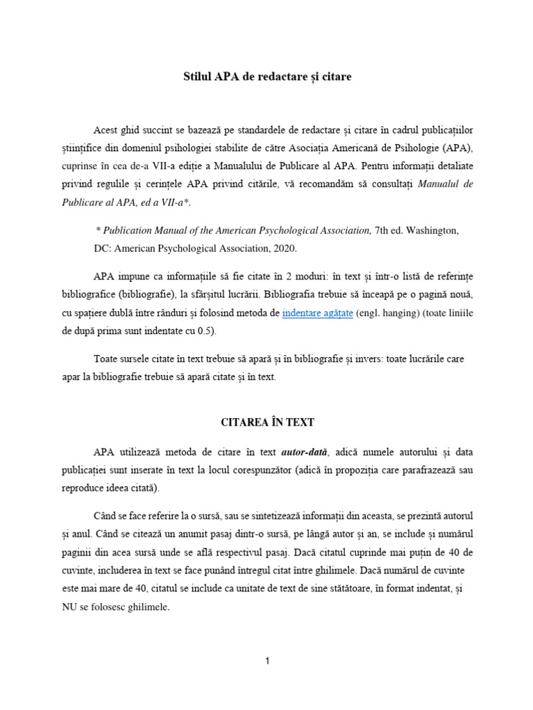 Stilul APA de Redactare Si Citare - Actualizat 2020 | PDF