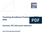 Arts University Bournemouth Summary TEF 2023 Panel Statement