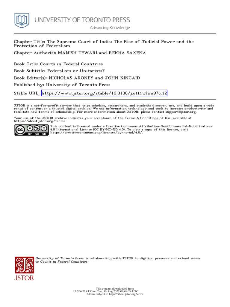 Judicial Power and Federalism in India | PDF | Supreme Court Of India ...