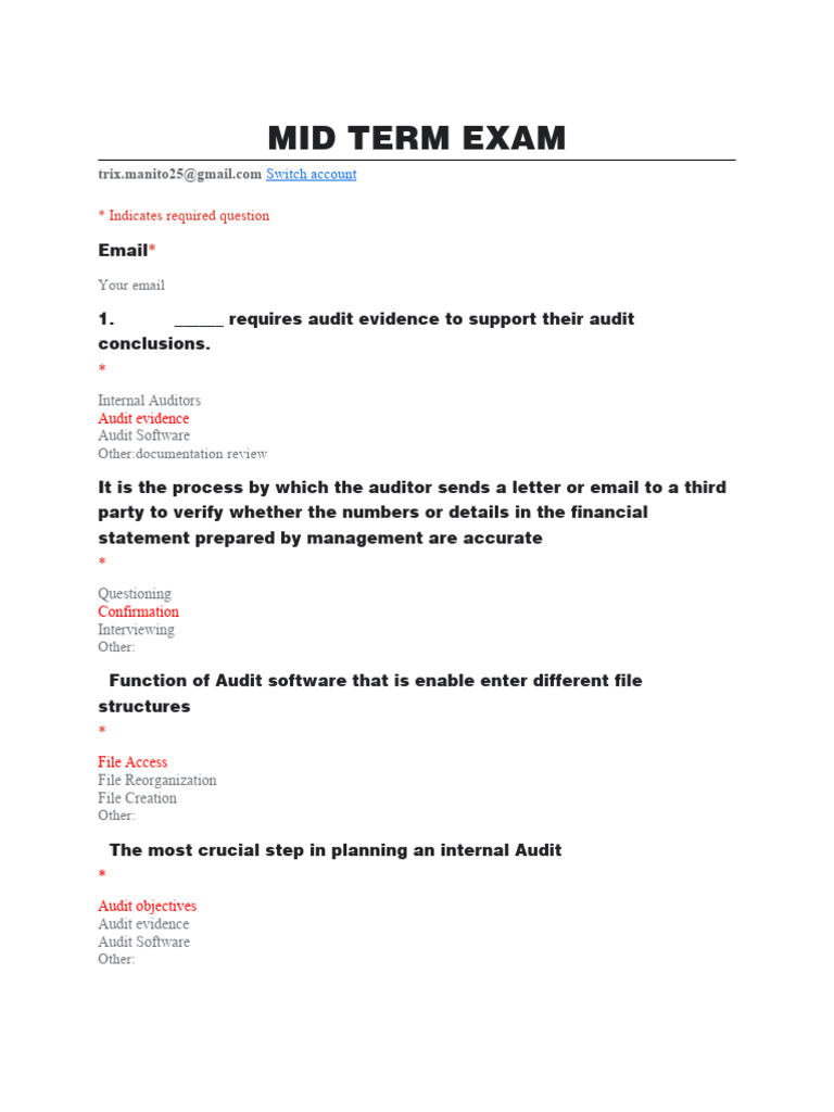Mid Term Exam Pdf Audit Financial Audit
