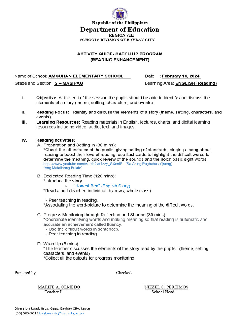 Reading Enhancement Activity Guide | PDF | Pedagogy | Learning