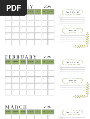 White Emerald Green Minimalist Simple 2024 Monthly Calendar (3)
