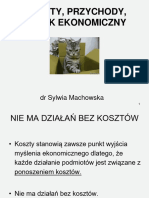 Koszty, Przychody, Wynik Ekonomiczny: DR Sylwia Machowska