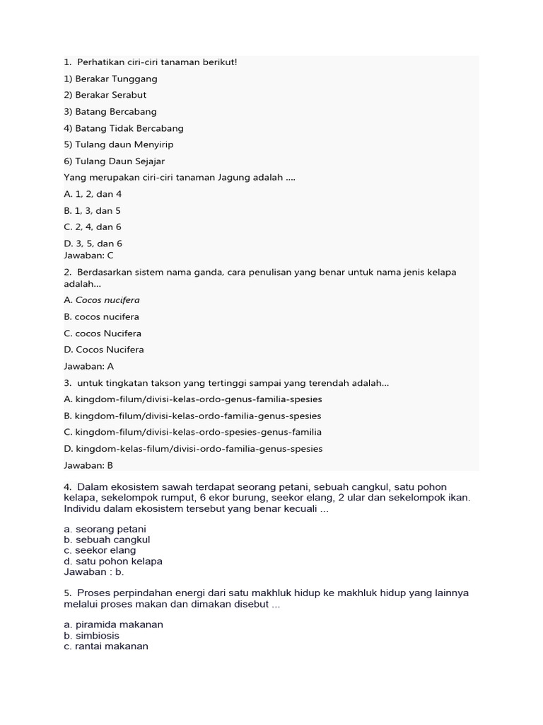 Soal Olimpiade Biologi | PDF