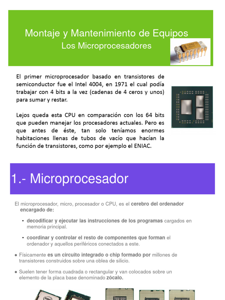 Partes y Funciones del Microprocesador | PDF | Microprocesador | Unidad ...