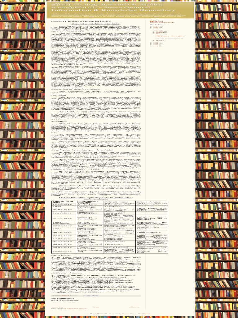 Capital Punishment in India PDF Capital Punishment Hanging