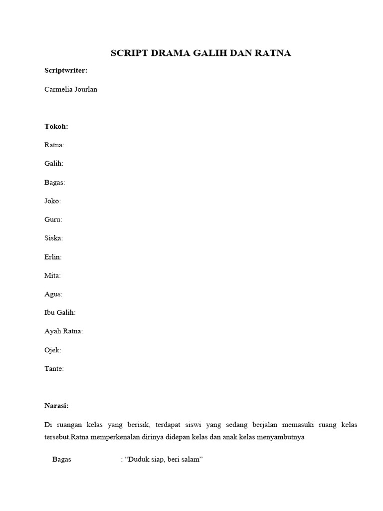 SCRIPT DRAMA GALIH DAN RATNA Vol 1-3 | PDF