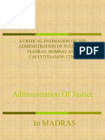 Adm. of Justice in Madras Bombay and Calcutta