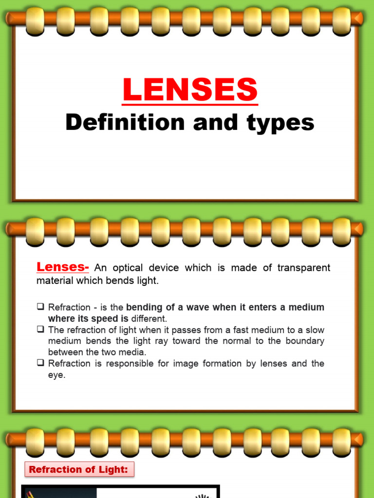 Types and Properties of Lenses | PDF | Optics | Refraction