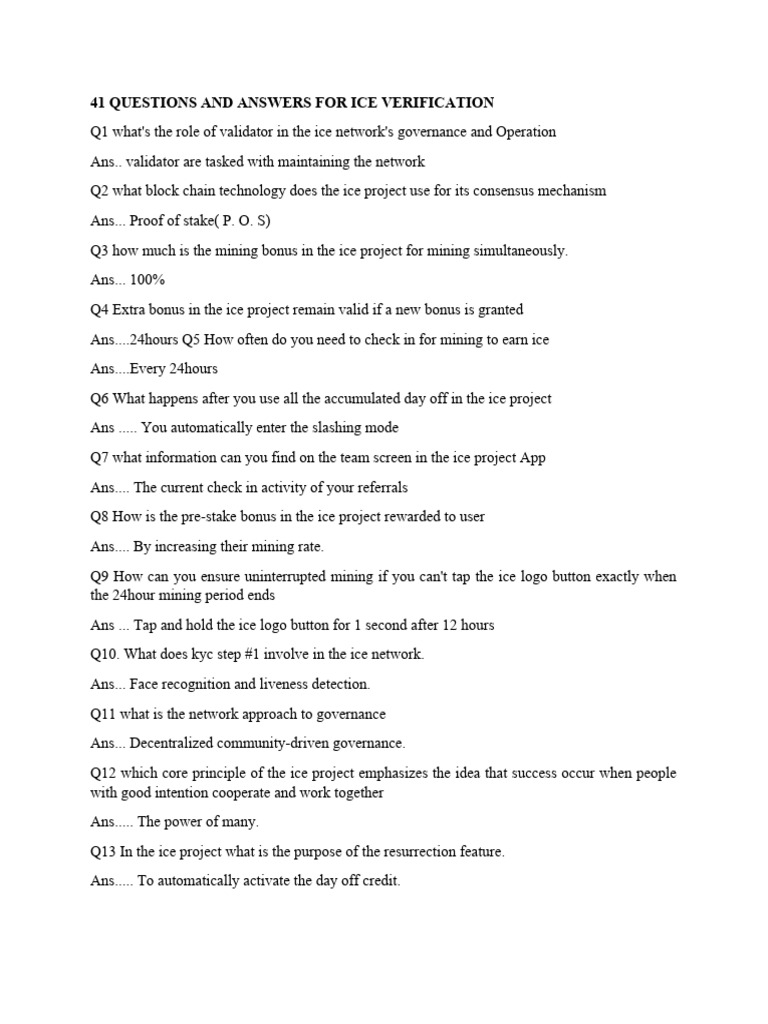 41 Questions and Answers For Ice Verification - 094010 | PDF ...