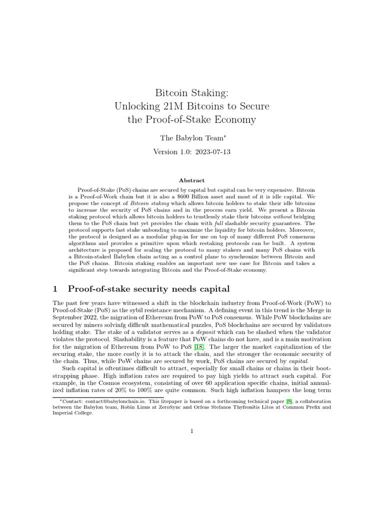 BTC Staking Litepaper | PDF | Cryptocurrency | Bitcoin