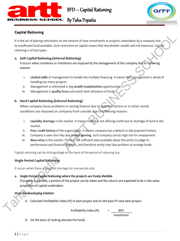 Capital Rationing | PDF | Mathematical Optimization | Linear Programming