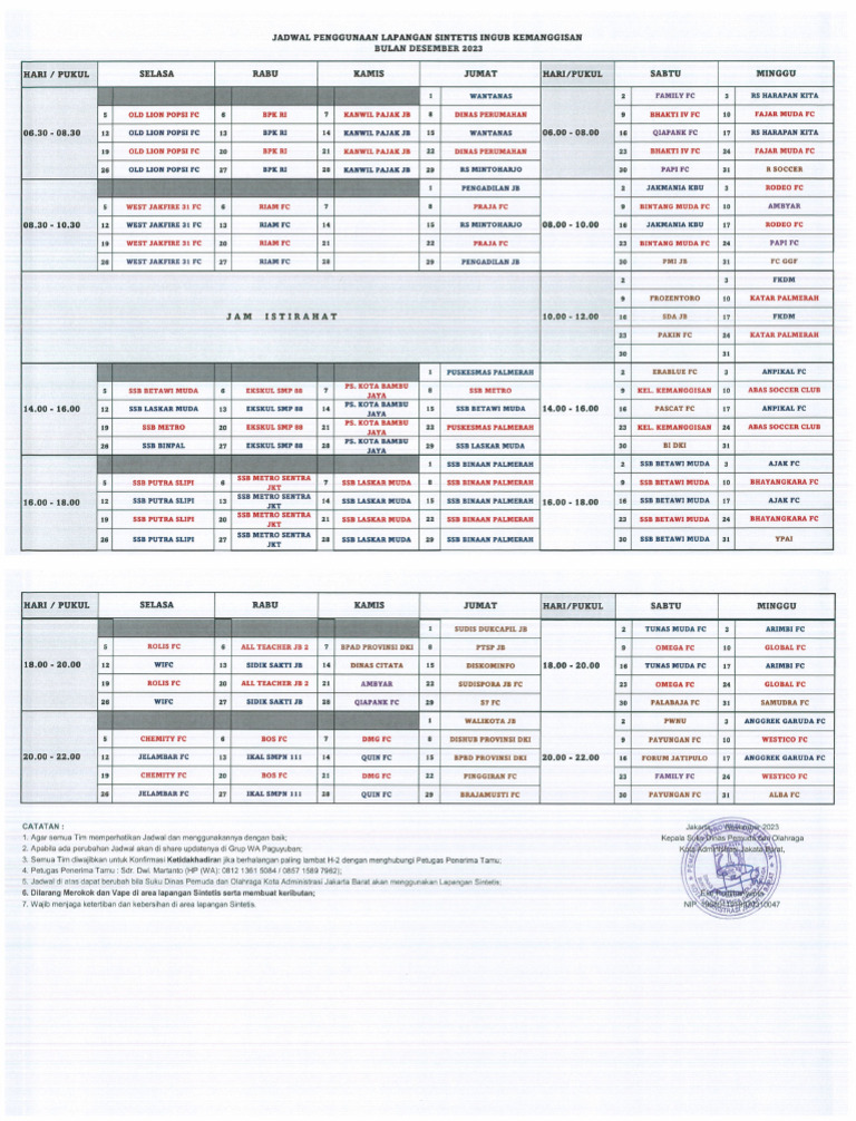 Jadwal Bulan Desember 2023 Pdf