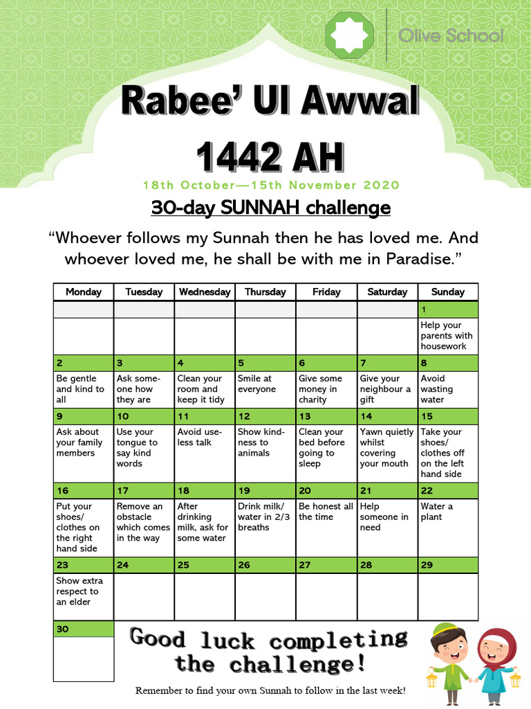 30-Day Sunnah Challenge Guide | PDF
