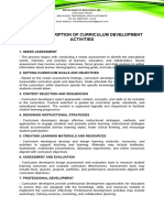 List and Description of Curriculum Development Activities