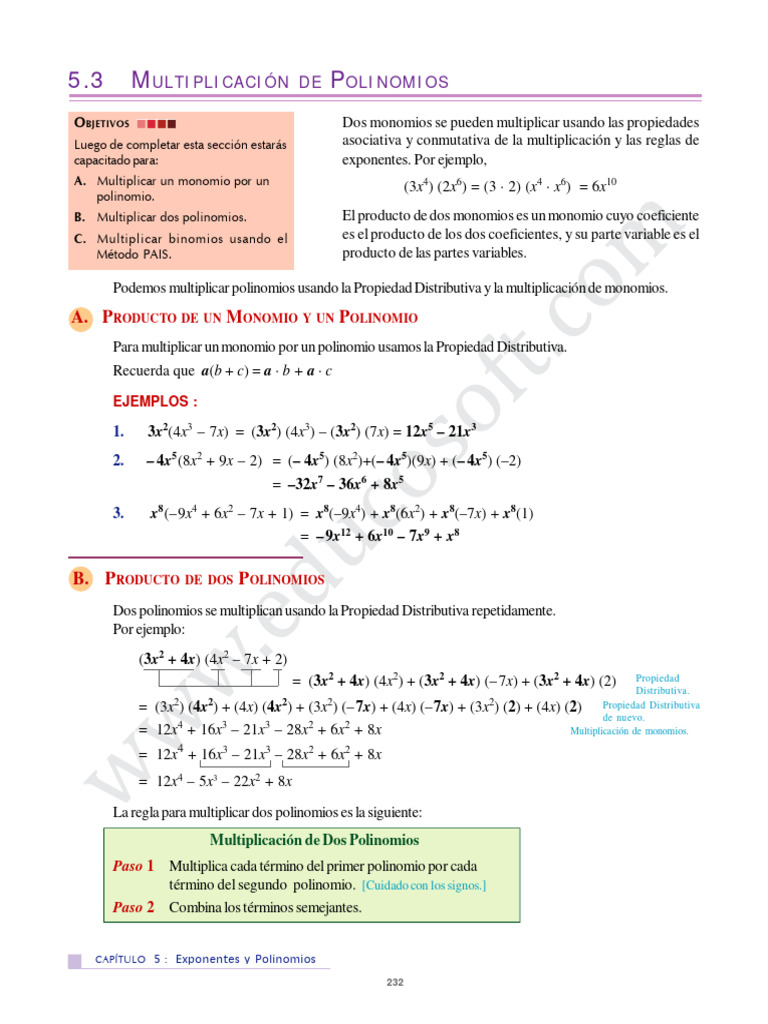 5.3 Multiplicación de Polinomios (E-BOOK of GEMA1200) | PDF ...