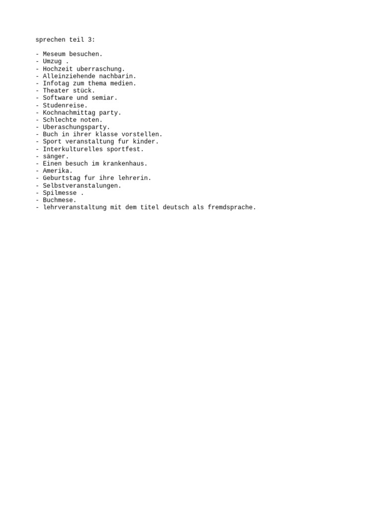 Sprechen Teil 3 | PDF