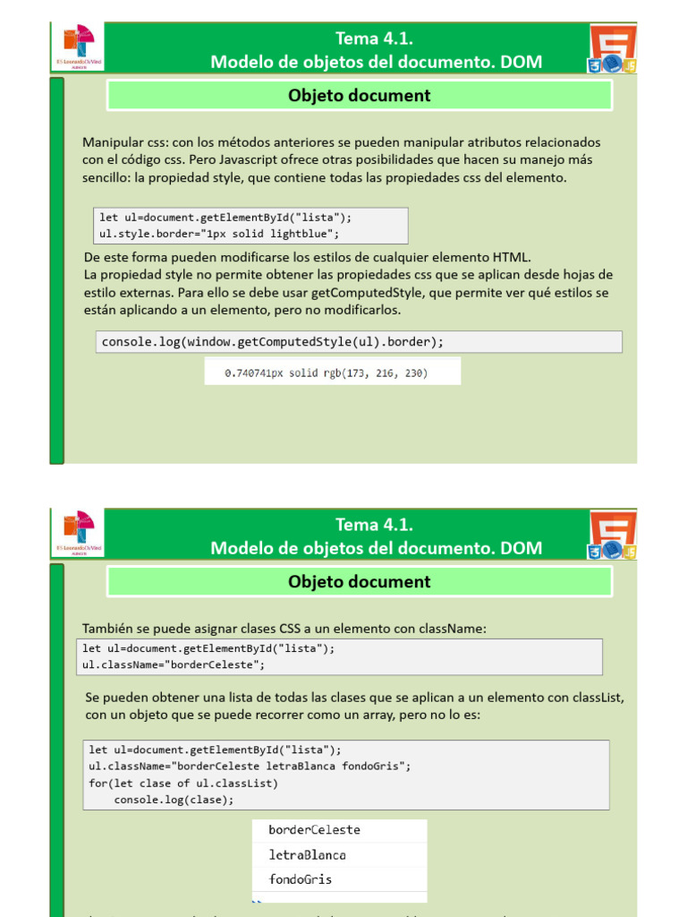 Tema 4.1. Modelo de Objetos Del Documento - DOM.PARTE3 | PDF