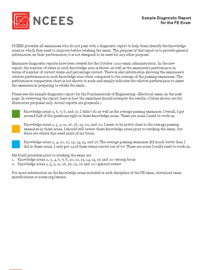 FE Exam Diagnostic Report Sample | PDF
