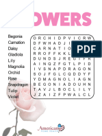 Flower Word Search Puzzle