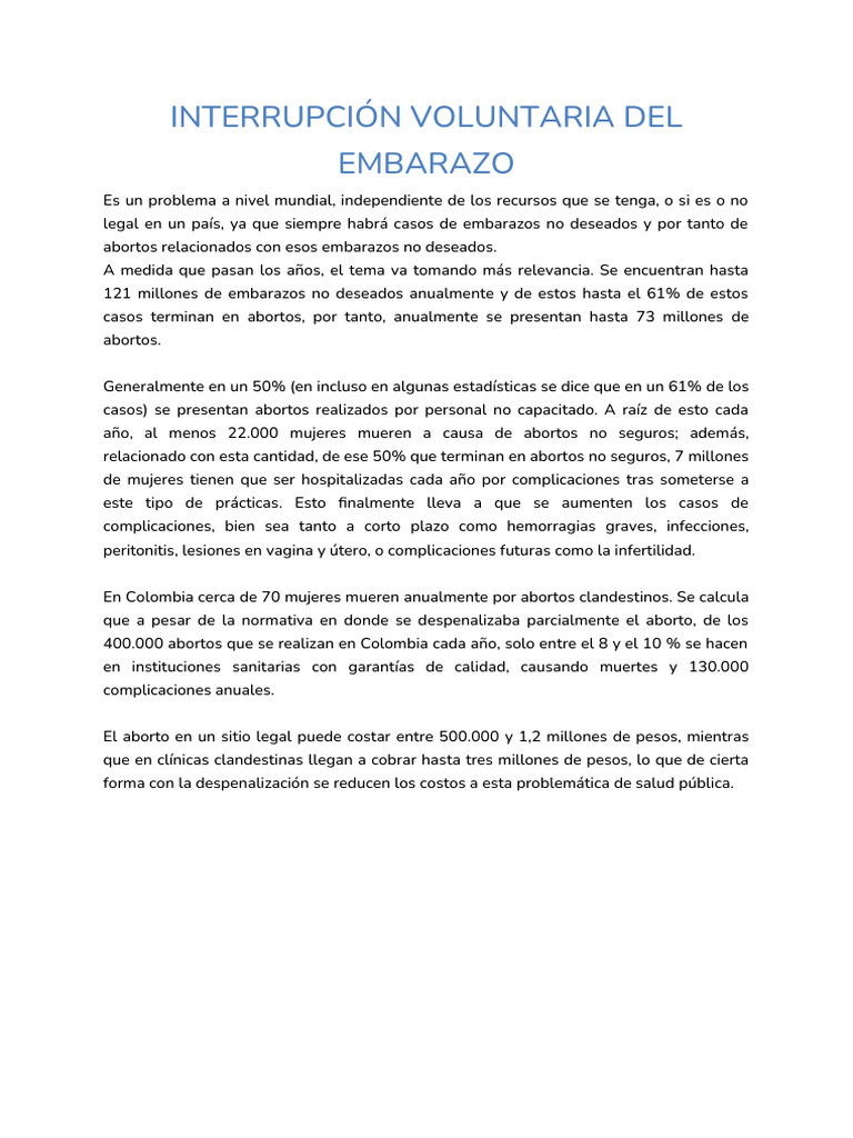 Interrupción Voluntaria Del Embarazo PDF Aborto Control de la