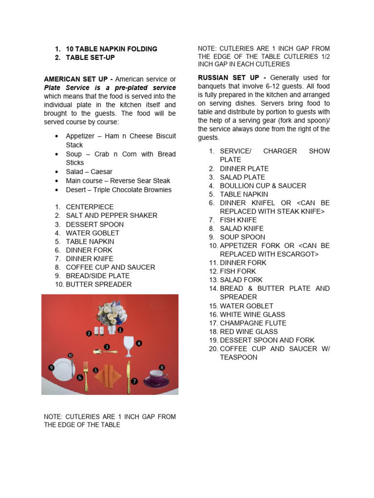 American and Russian Table Settings | PDF | Tableware | Cuisine