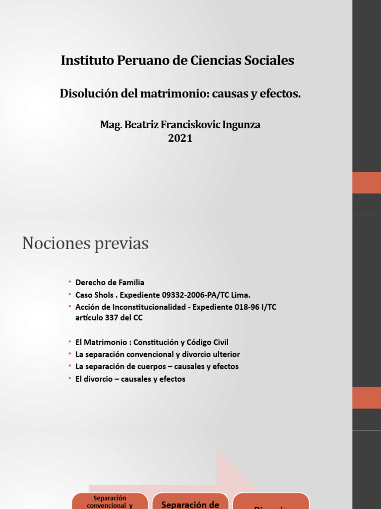 Causas y efectos del divorcio en Perú | PDF | Divorcio | Instituciones ...