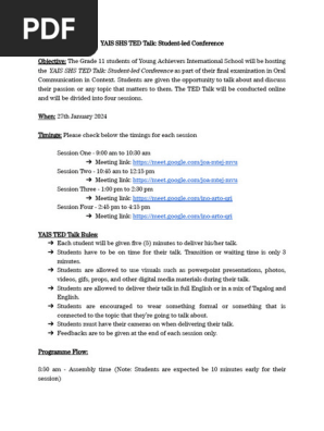YAIS SHS TED Talk Student Led Conference