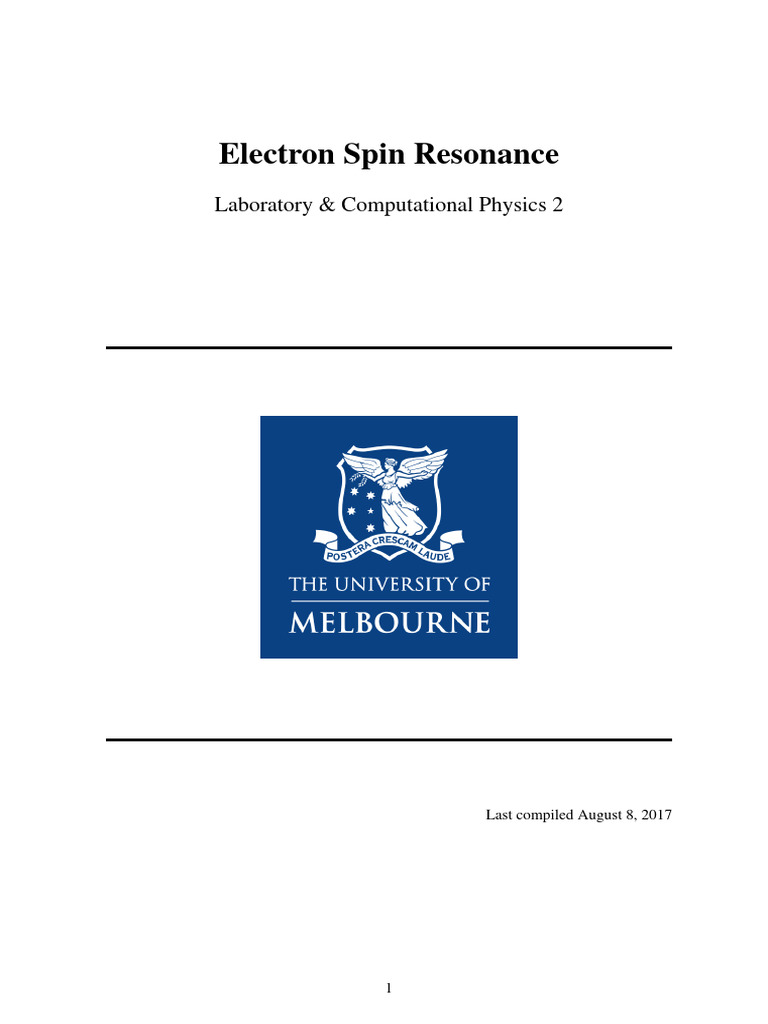 Electron spin resonance laboratory computational physics 2 pdf