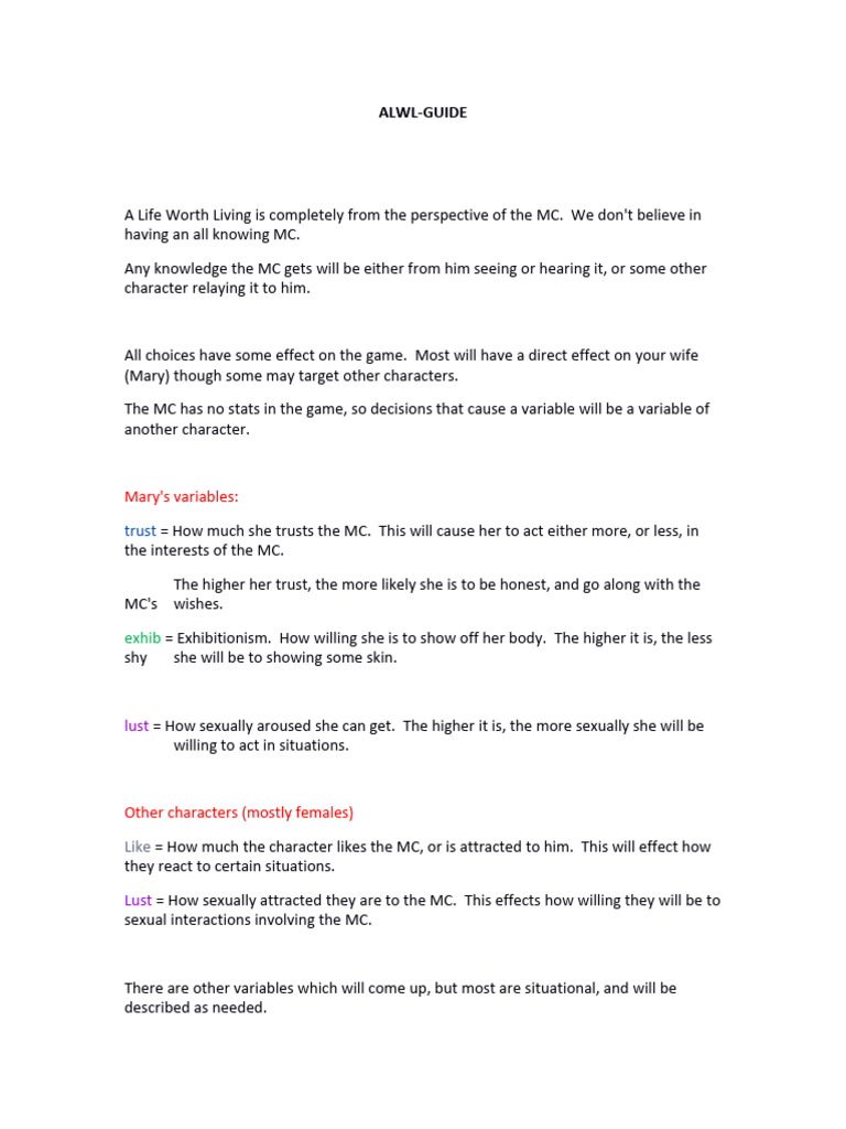 A Life Worth Living: Game Walkthrough | PDF